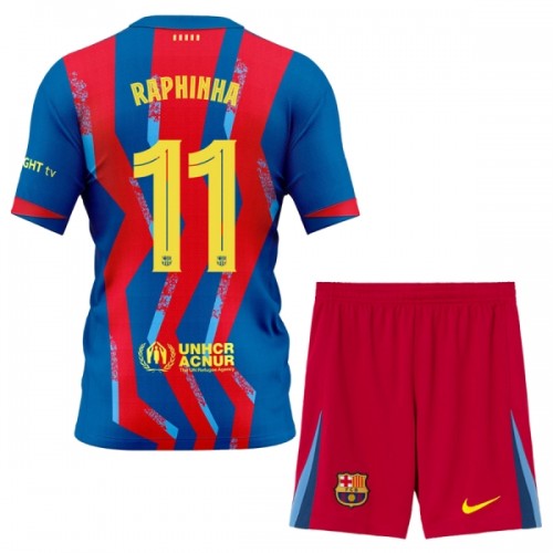 Jalkapallo Fanipaita FC Barcelona Raphinha 11 Neljäspeliasusetti 2025-26 - Lapset Jalkapallo Fanipaita FC Barcelona Raphinha 11 Neljäspeliasusetti 2025-26 - Lapset