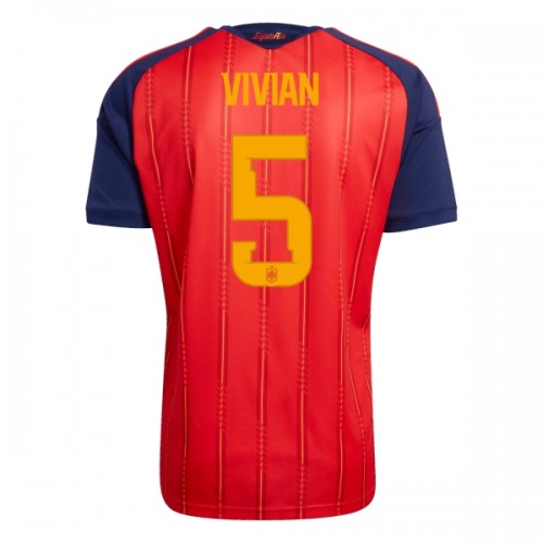 Jalkapallo Fanipaita Espanja Vivian 5 Kotipelipaita Mm-Kisat 2026 Jalkapallo Fanipaita Espanja Vivian 5 Kotipelipaita Mm-Kisat 2026