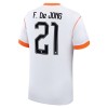 Jalkapallo Fanipaita Alankomaat Frenkie de Jong 21 Vieraspeliasusetti Mm-Kisat 2026 - Lapset