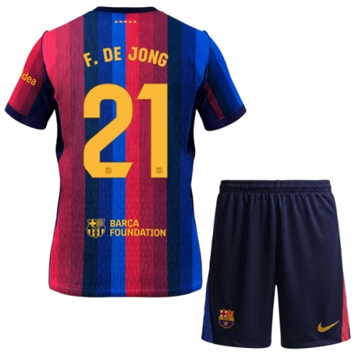 Jalkapallo Fanipaita FC Barcelona Frenkie de Jong 21 Kotipeliasusetti 2026-27 - Lapset Jalkapallo Fanipaita FC Barcelona Frenkie de Jong 21 Kotipeliasusetti 2026-27 - Lapset