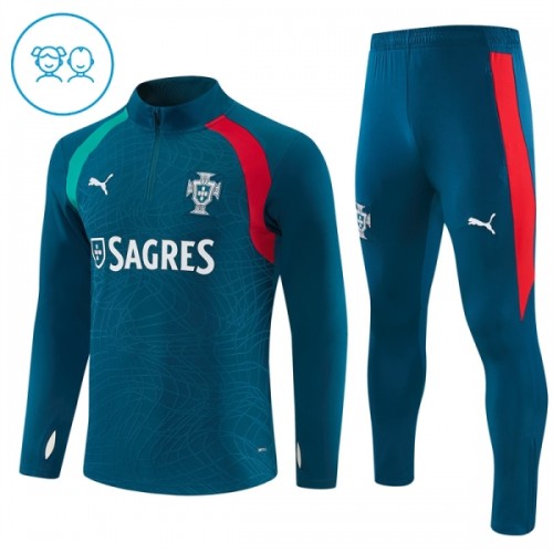 Portugali Harjoittelupusero puvut 2026-27 1/4-Zip Sininen - Lapset Portugali Harjoittelupusero puvut 2026-27 1/4-Zip Sininen - Lapset