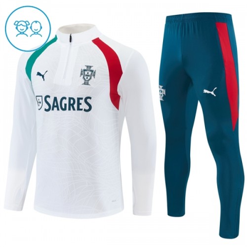 Portugali Harjoittelupusero puvut 2026-27 1/4-Zip Valkoinen - Lapset Portugali Harjoittelupusero puvut 2026-27 1/4-Zip Valkoinen - Lapset